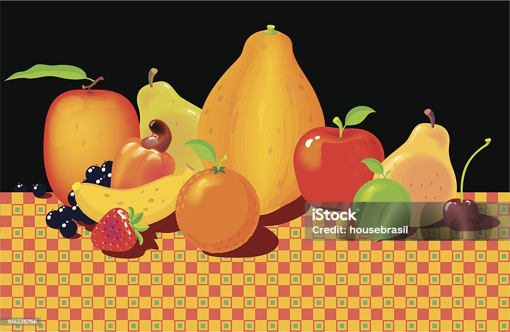 Frutas na mesa - Royalty-free Salada de Frutas arte vetorial