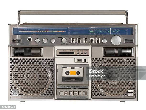 Vintage Radio Cassette Recorder Boombox Stock Photo - Download Image Now - Audio Cassette, Audio Equipment, Color Image