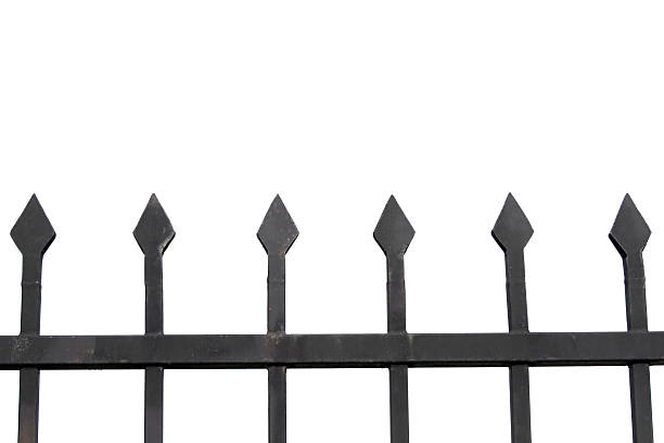 istock Metal fence isolated on white background 104236402
