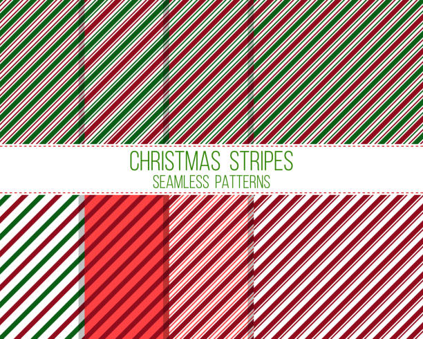 рождественские полосы, бесшовные узоры набор - hard candy candy mint wrapped stock illustrations