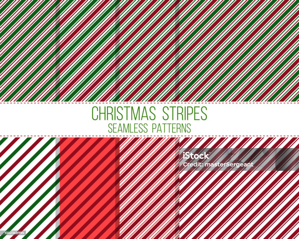 christmas stripes, seamless patterns set Christmas stock vector