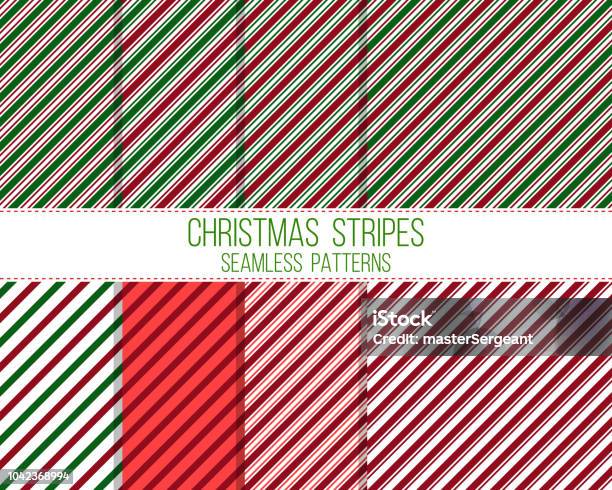 Christmas Stripes Seamless Patterns Set Stock Illustration - Download Image Now - Christmas, Backgrounds, Pattern