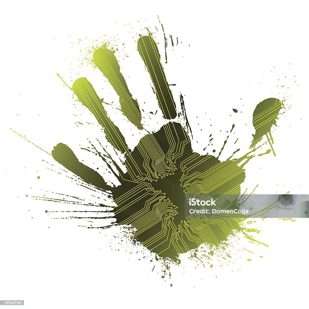 Respingado handprint conceito de tecnologia Verde - Vetor de Marca da mão royalty-free