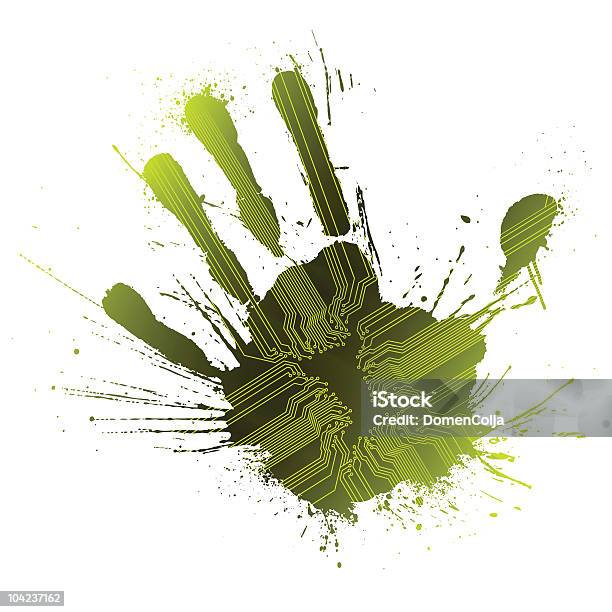 Vetores de Respingado Handprint Conceito De Tecnologia Verde e mais imagens de Marca da mão - Marca da mão, Tecnologia, Androide