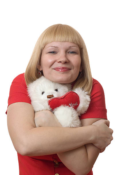 istock Blonde with a plush toy 104237529