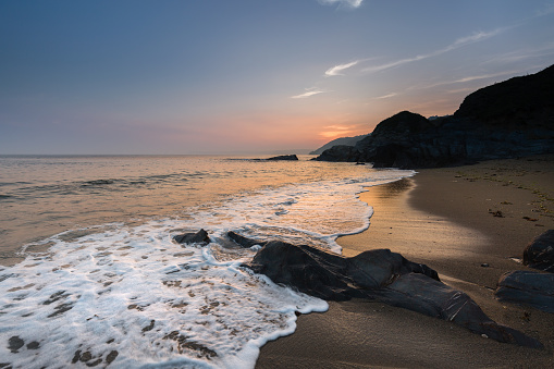 Sunset and Surf, Hemmick Beach, Cornwall