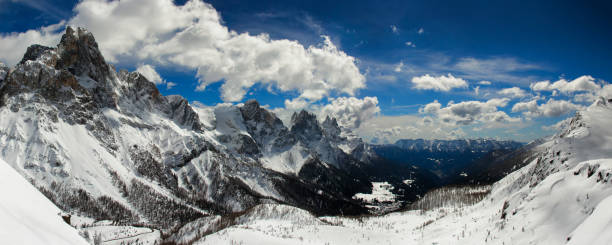 istock Italian Dolomites winter panorama 1042379456