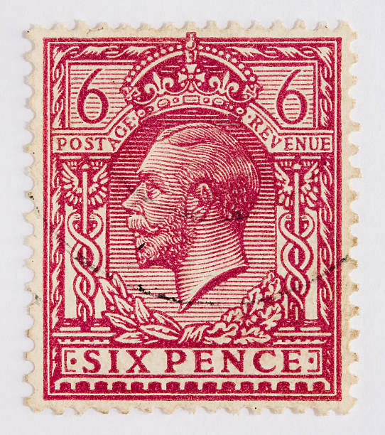 istock Six pence stamp depicting King George V 104238192