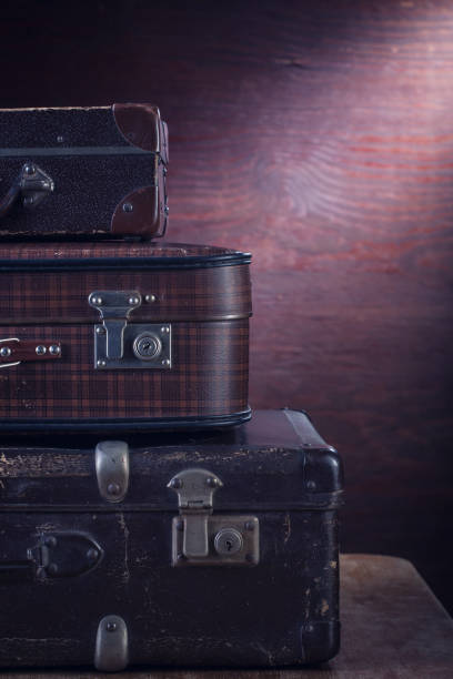 istock Stack of vintage brown suitcases. 1042382888