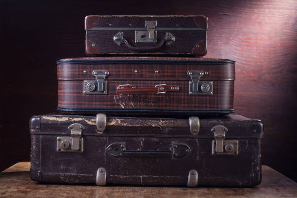 istock Stack of vintage brown suitcases. 1042382910