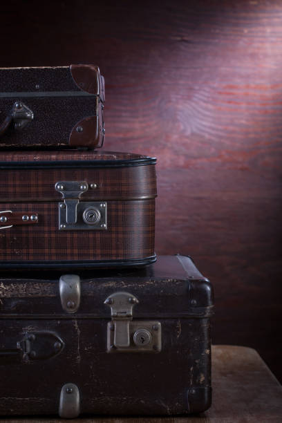 istock Stack of vintage brown suitcases. 1042382916