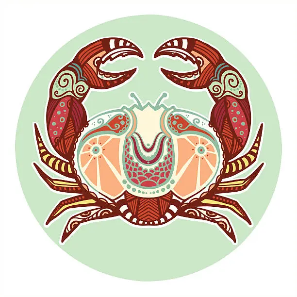 Vector illustration of Zodiac signs - Cancer (colored)