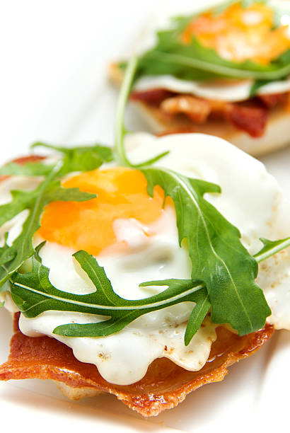 Open Bacon and Egg Sandwich stock photo