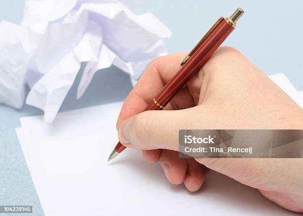 Writing In Pen On Blank White Paper Stock Photo - Download Image Now - Adult, Anger, Blank