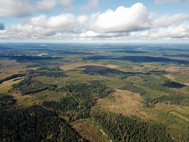 istock A landscape under clouds with fields and forests - an aerial view in autumn 1042395618