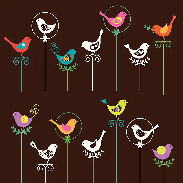 Vector illustration of Bird Set