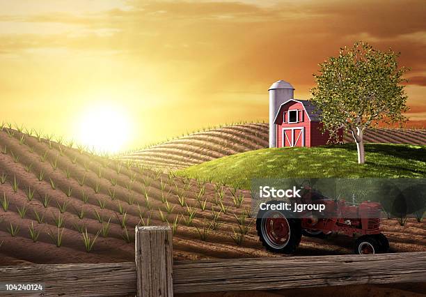 Morning On The Farm Stock Photo - Download Image Now - Farm, Barn, Sunrise - Dawn