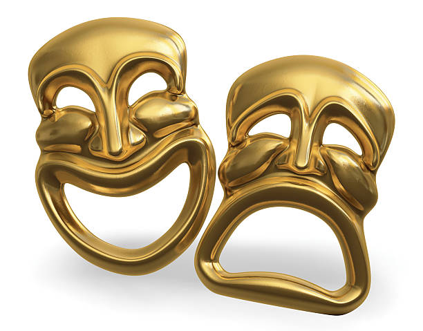 istock Golden dramatic masks representing comedy and tragedy 104240209