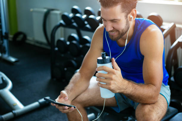 istock Man sitting at the gym 1042403766