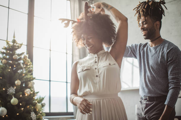 istock Couple dancing on Christmas 1042410778