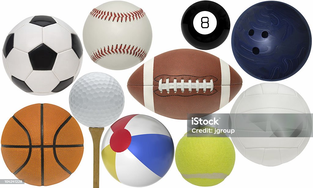 Divers Collection de balles de Sport - Photo de Fond blanc libre de droits