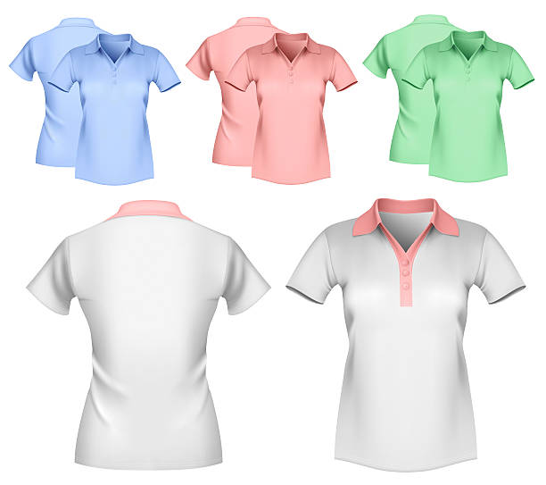 istock Woman color and white polo shirt design template. 104241420