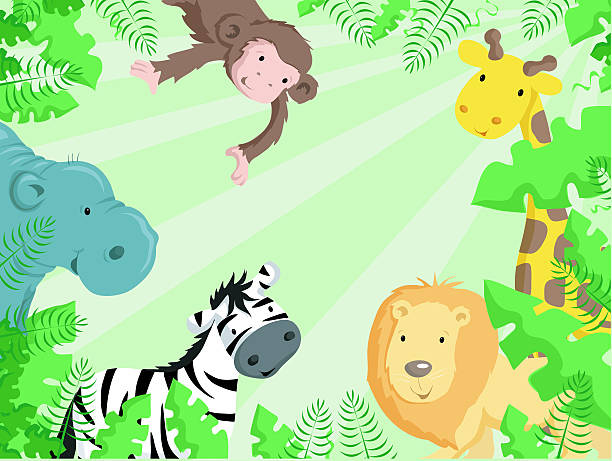Jungle Animals Border Stock Illustration - Download Image Now - Animal,  Animal Themes, Cartoon - iStock