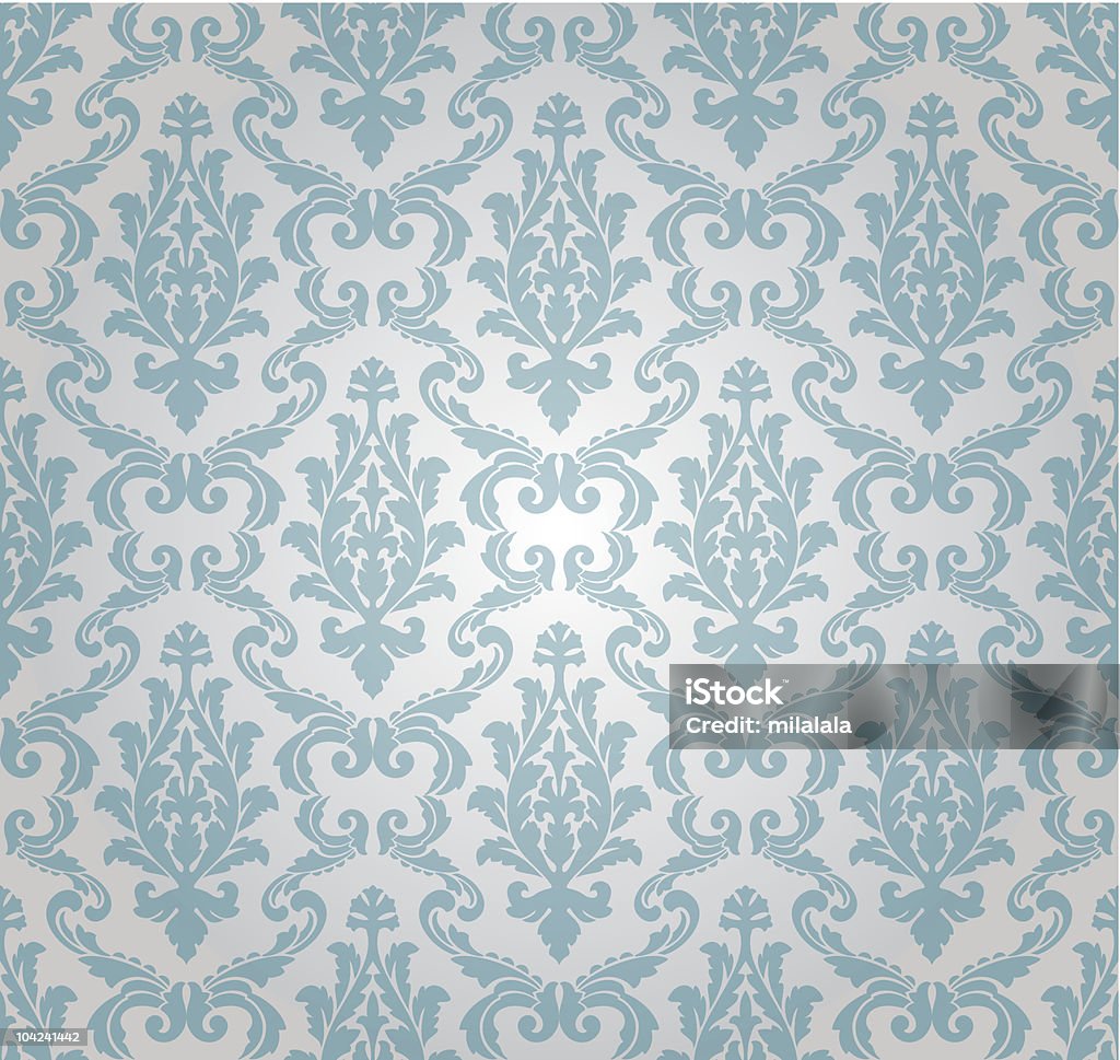 Blue And White Damask Pattern Stock Illustration - Download Image Now