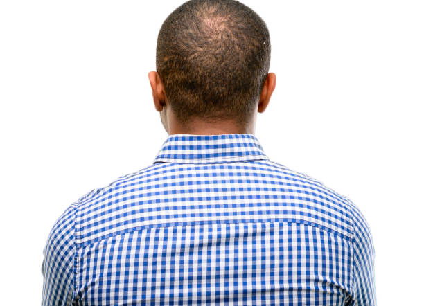 istock African american man with beard backside, rear view 1042415324