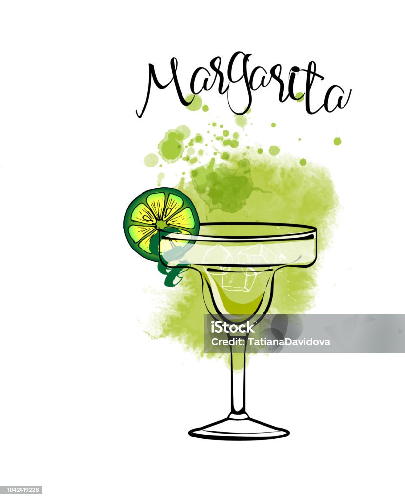 Margarita Cocktail party. Watercolor vector background Margarita stock vector