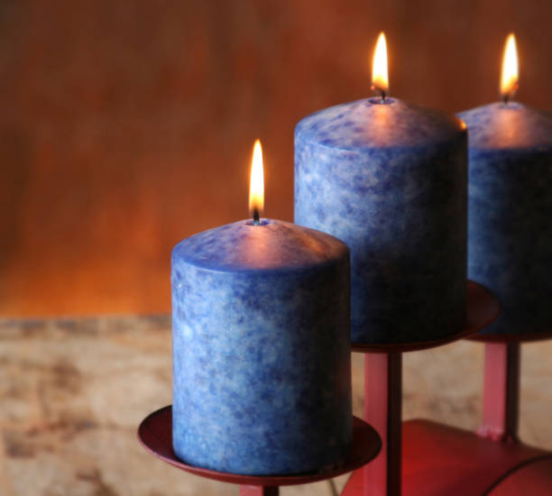 istock Trio of blue candles 104242411