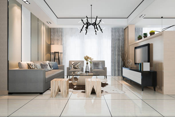 istock 3d rendering white modern classic living room with marble tile 1042424550