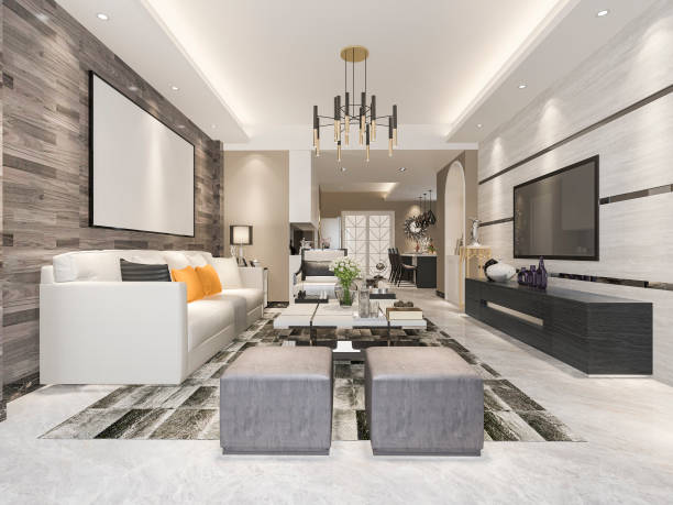 istock 3d rendering modern dining room and living room with luxury decor 1042424554