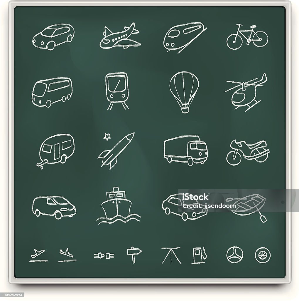 Transporte Chalkboard ícones - Vetor de Desenho de Carvão royalty-free
