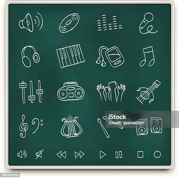 Chalkboard Icone - Immagini vettoriali stock e altre immagini di Allegro - Allegro, Altoparlante - Hardware audio, Annuncio