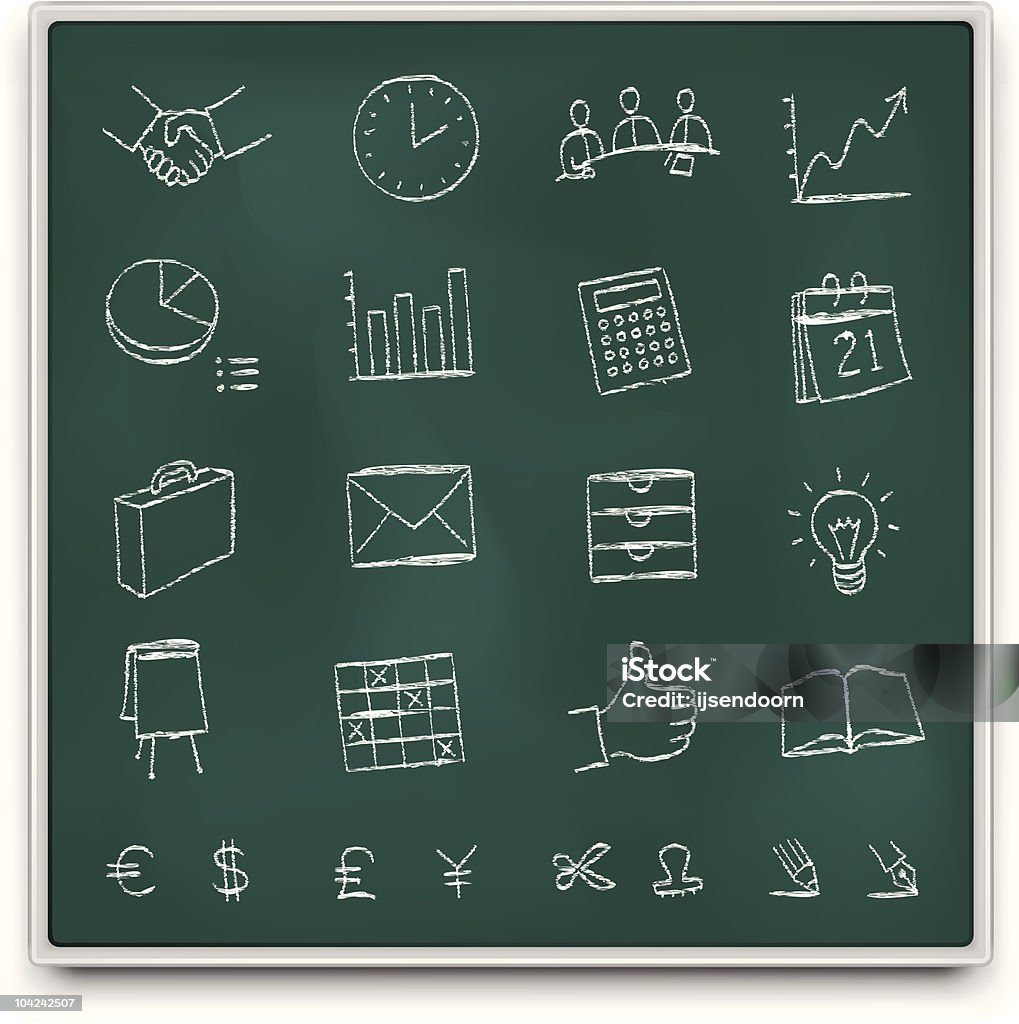 Chalkboard office icons http://www.drawperfect.com/istock/file_notes.gif Calendar stock vector