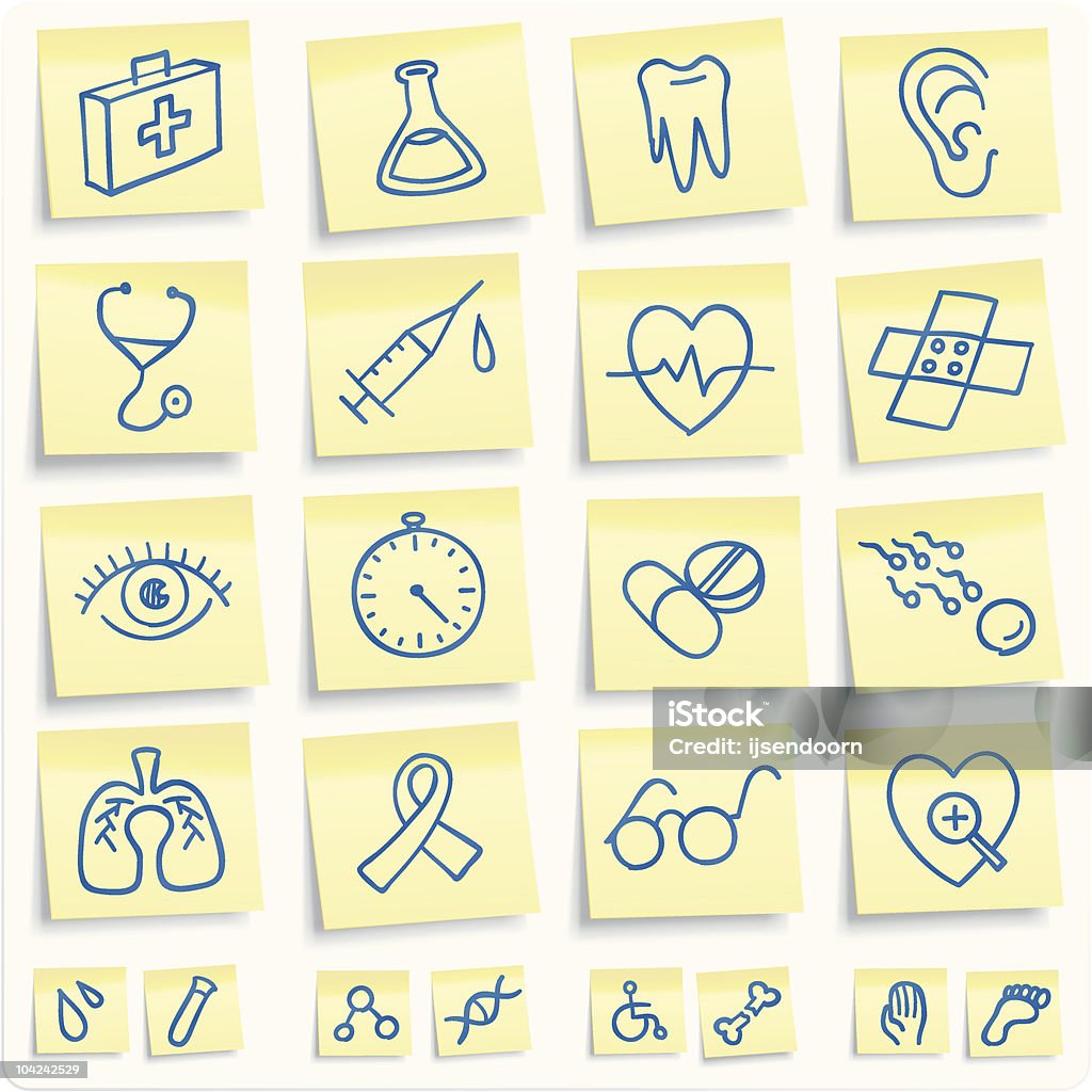 Health medical post-it notes http://www.drawperfect.com/istock/file_notes.gif Drawing - Activity stock vector