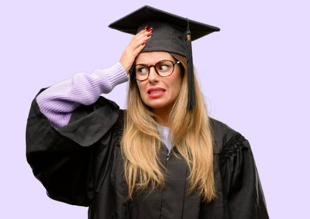 istock Young woman university graduate student doubt expression, confuse and wonder concept, uncertain future 1042425306