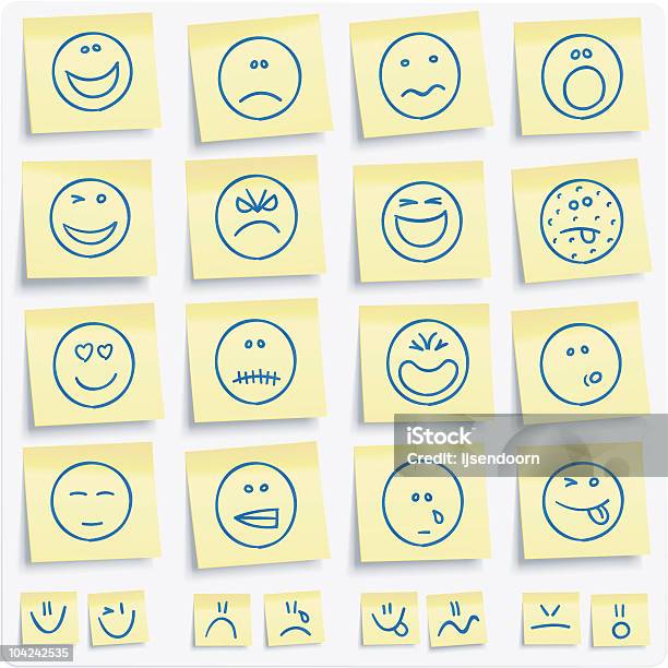 Emoticons Postit Notes Stock Illustration - Download Image Now - Adhesive Note, Anthropomorphic Smiley Face, Smiling