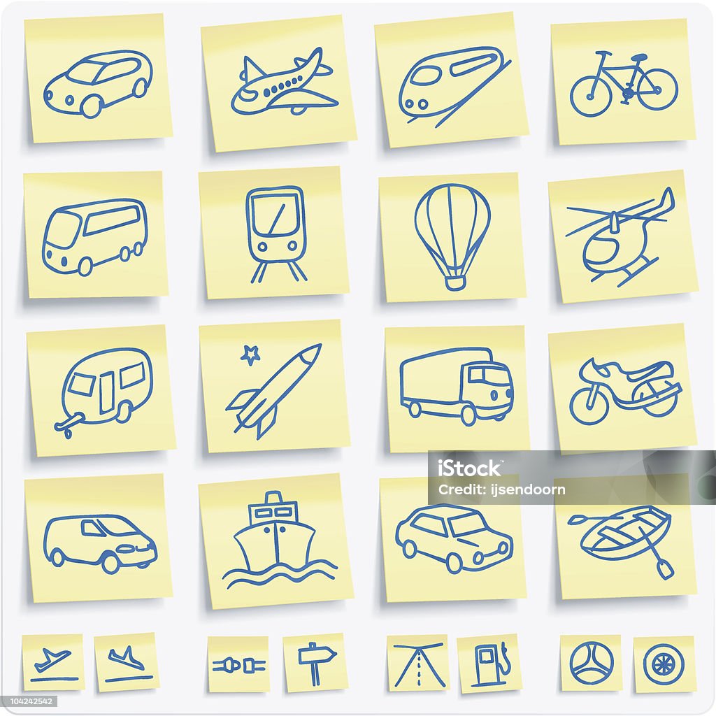 Paper notes about transport http://www.drawperfect.com/istock/file_notes.gif Doodle stock vector