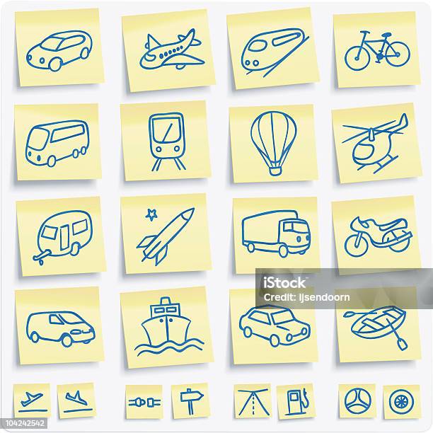 Paper Notes About Transport Stock Illustration - Download Image Now - Doodle, Car, Drawing - Art Product