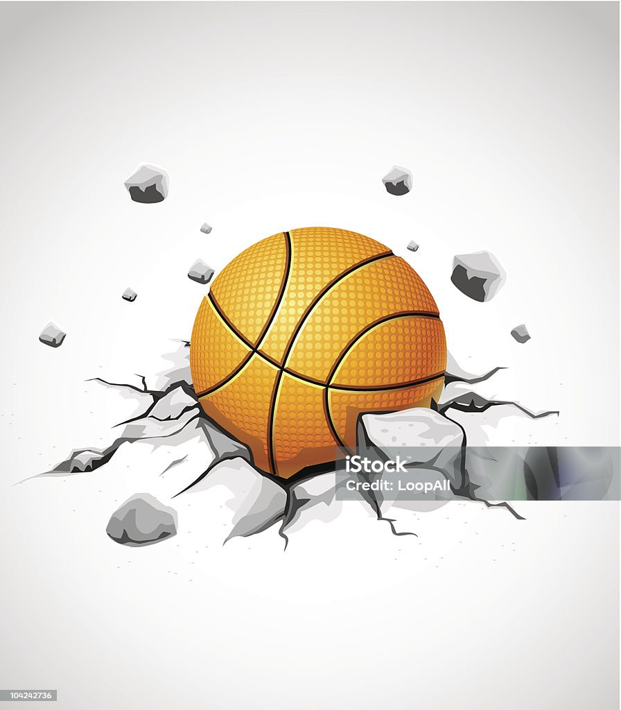 Piłkę do koszykówki w pęknięty Kamień - Grafika wektorowa royalty-free (Złamać)