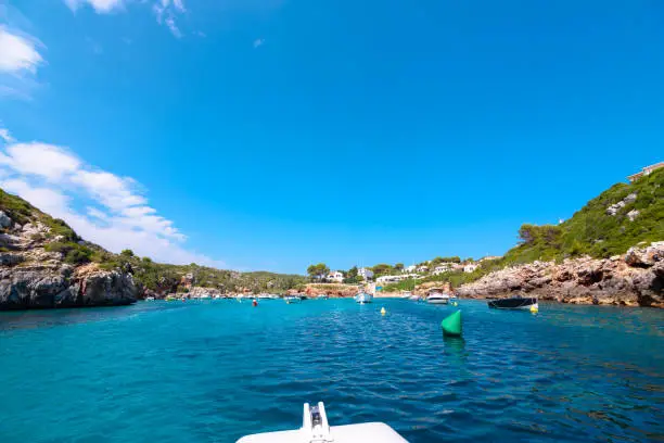 Sailing in Es Canutells, Menorca, BalearicIslands, Spain