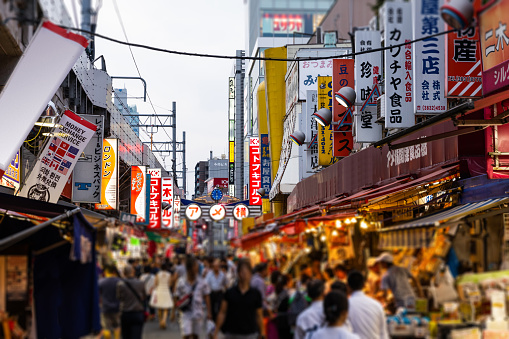 People in Ameyoko Street Market, Tokyo, Japan