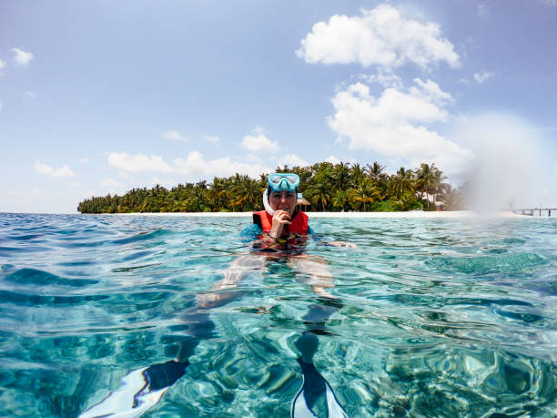 istock Swimmer is ready for snorkeling at Maldives 1042451062