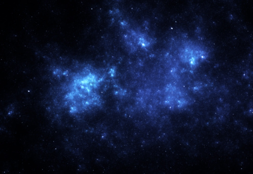 Bright blue space nebula, stars background