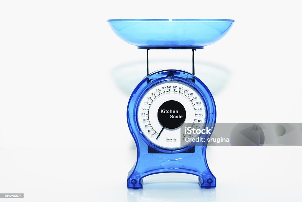 Bright blue kitchen scales  Accuracy Stock Photo