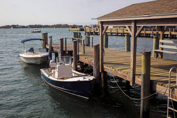 istock Motor boats tied up at dock 1042461730