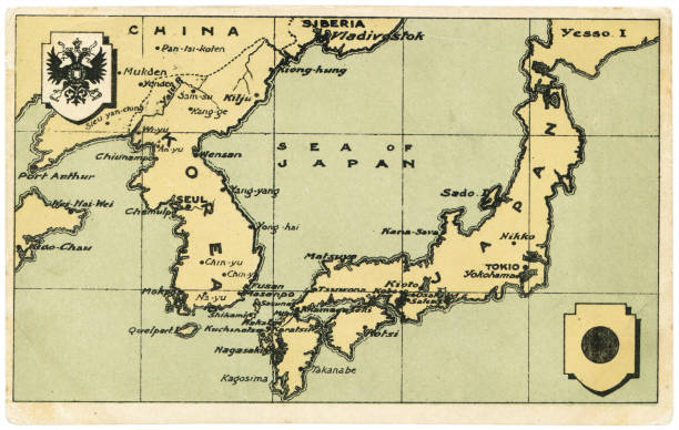historic Far East map postcard in the Russo-Japanese War period. No detailed publisher available