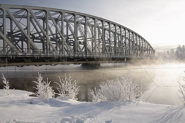 istock Very cold day, view over a river and bridge 104246586